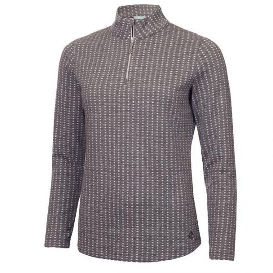 Kit Jacquard Zip Neck Top Grey/White