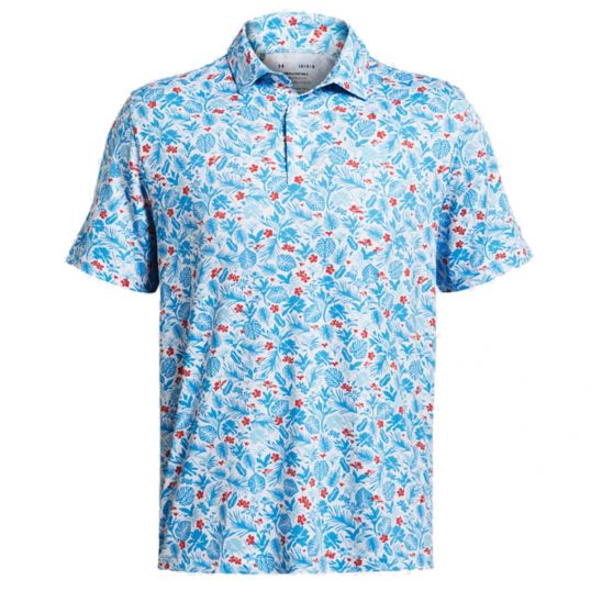 Playoff 3.0 Printed Polo Blue Leaf Mens Small Blue Leaf