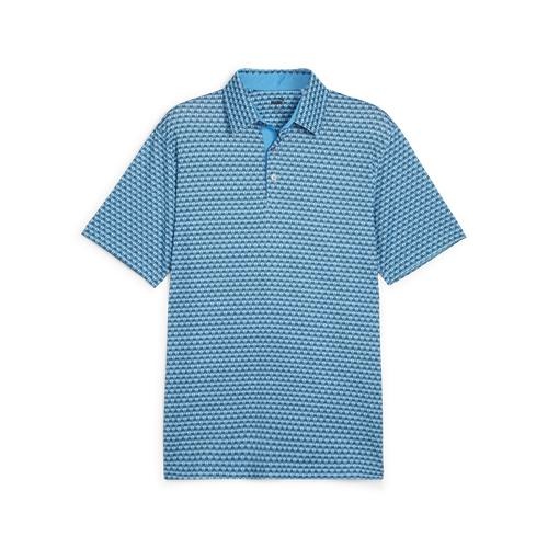 MATTR Palm Deco Mens Polo Blue/Black