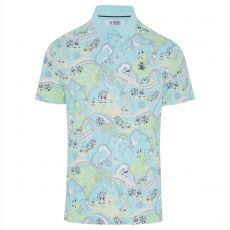 60's Heritage Print Polo Tanager Turquoise