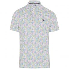Petes Game Grid Print Polo Bright White