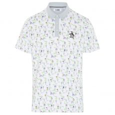 Pete N The Course Colour Block Print Polo Bright White