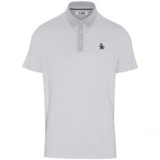 All Over Retro Micro Floral Print Polo Bright White