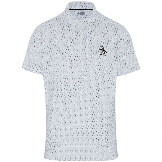 All Over Golf Ball Print Polo Bright White