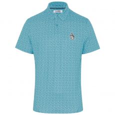 All Over Golf Ball Print Polo Blue Atoll