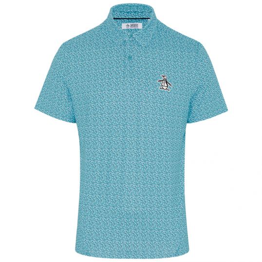 All Over Golf Ball Print Polo Blue Atoll