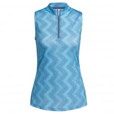 Ultimate365 Ladies Ottoman Printed Sleeveless Polo Semi Blue Burst
