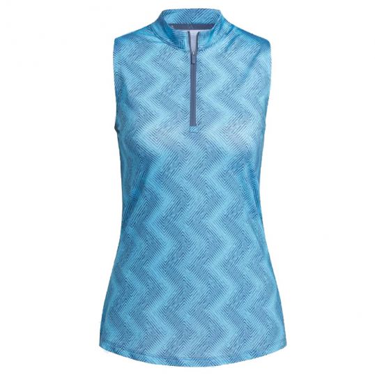 Ultimate365 Ladies Ottoman Printed Sleeveless Polo Semi Blue Burst