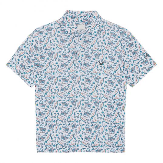 All Over Golf Printed Junior Polo Bright White